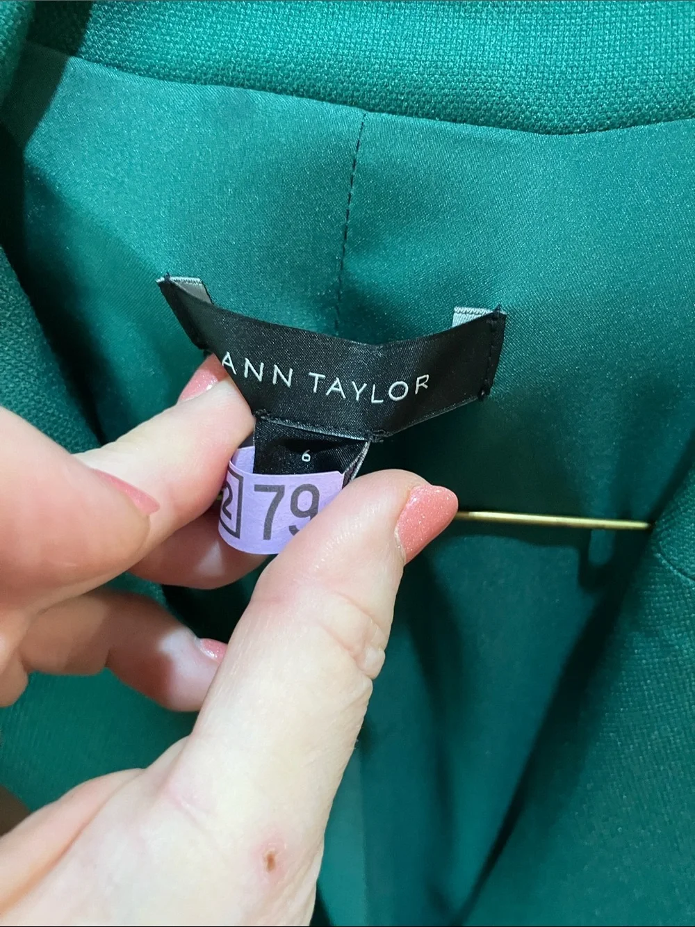 Ann Taylor Emerald Green Double-Breasted Blazer with Matching Trousers